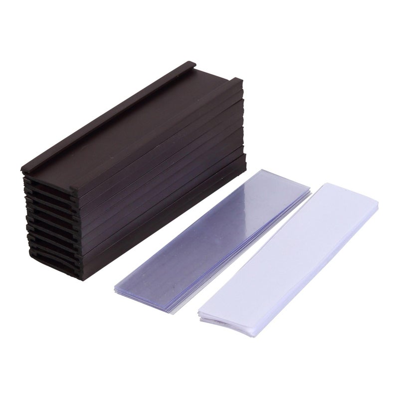 MasterVision Magnetic Data Card Holders with Inserts, 3/4 x 2-3/4 Inches, Black Holders and White Inserts, Pack of 10 Holders - Image 1